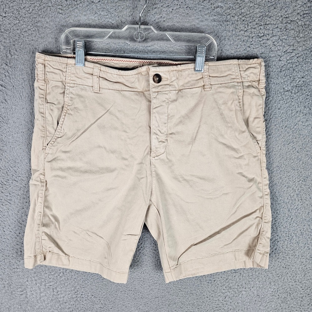 Benson Shorts Mens 36 Tan Chino Tencel Cotton Stretch Flat Front Khaki Casual